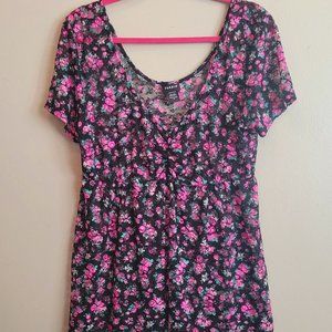 TORRID Womens Plus Size High Low Floral Sheer Top